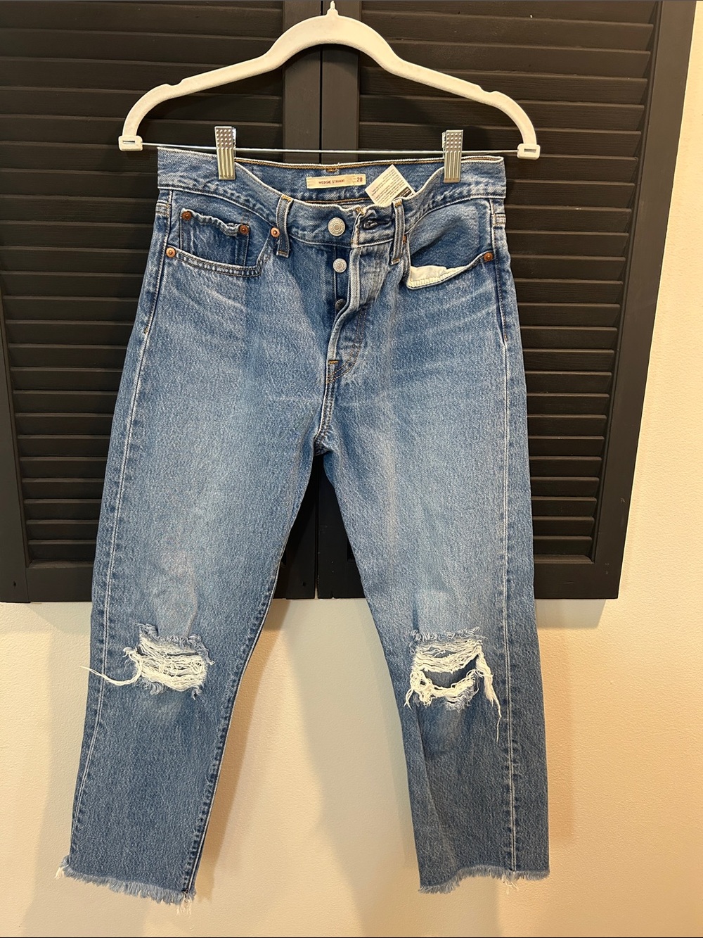 Levi's Light Blue Distressed High-Rise Cropped Jeans